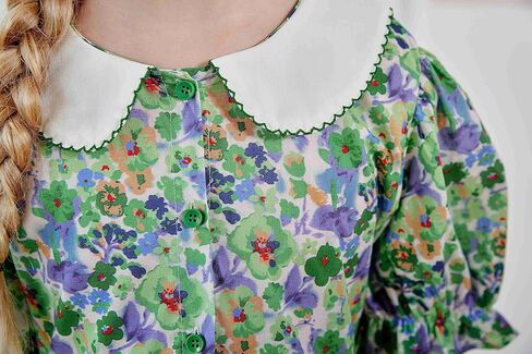 SMILING PINKER Little Big Girls Peter Pan Collar Party Dresses Floral Puff Short Sleeves Strawberry Summer Ruffle Dress in Kuwait