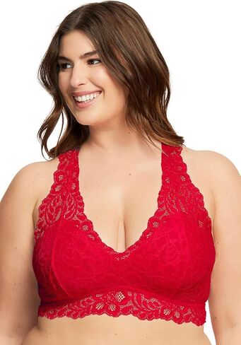 Women’s Plus Size Lace Bralette Unpadded Wireless Sexy Racerback Lace Bra | D to F Cups in Saudi Arabia