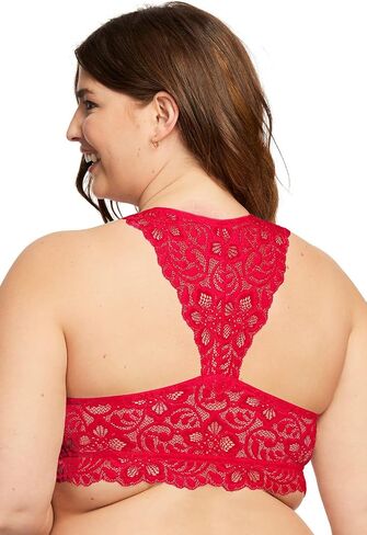 Women’s Plus Size Lace Bralette Unpadded Wireless Sexy Racerback Lace Bra | D to F Cups in Saudi Arabia
