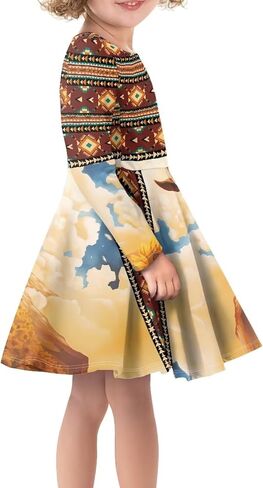 Guosanchn Girls Dress Little Kid Casual Dresses Long Sleeve Swing Dresses 3-14T in Saudi Arabia