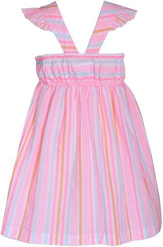 فستان وقبعة مزين بنسيج قطني لامع للفتيات من Bonnie Jean 3M-6X in Kuwait