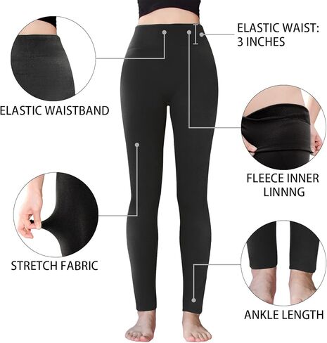 Evelyne 5 قطع من السراويل الضيقة المرنة المبطنة بالصوف للنساء تناسب S M L (4-12) - ملابس كاجوال دافئة سراويل اليوغا للتمرين in Kuwait