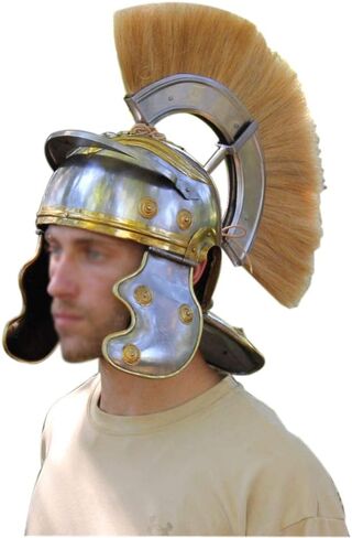 AnNafi® Roman Centurion Helmet | Mens Wearable Warrior Spartan Helmets Medieval Costume Premium Quality with Fitted Leather Liner Wearable for Adult | Medieval Costumes Helm Armor SCA LARP Replica in Saudi Arabia