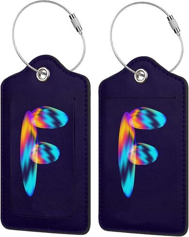 Set of 2 Initial Luggage Tags for Suitcase, Cute Letter Design Cruise Ship Bag Tags, Distinctive Baggage Tags with Privacy Cover, Leather ID Label for Women Men Kids Travel, Rainbow Letter G in Saudi Arabia
