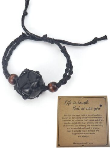 DATOA Crystal Stone Bracelet Adjustable Braided Rope Bracelet Handmade Woven Netted Cage with Crystal in Saudi Arabia