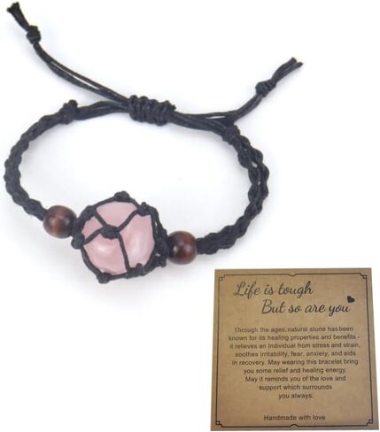 DATOA Crystal Stone Bracelet Adjustable Braided Rope Bracelet Handmade Woven Netted Cage with Crystal in Saudi Arabia