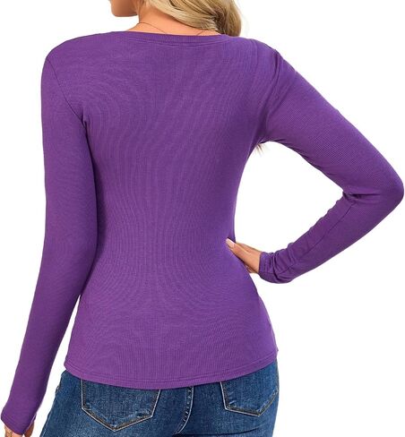 ASAIR Long Sleeve Shirts for Women Scoop Neck Ribbed Basic Trendy Stretchy Lightweight Tops in Saudi Arabia