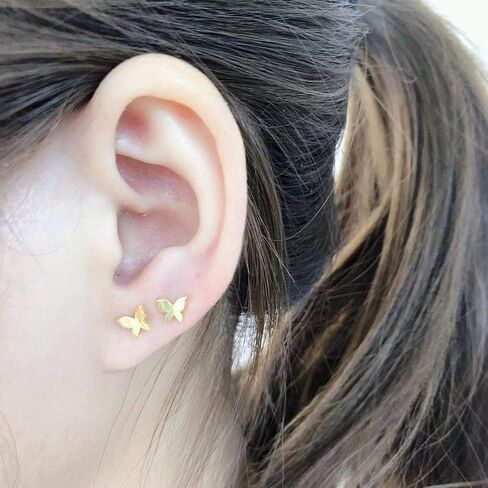 Izpack 18G Tiny Butterfly Cartilage Stud Earrings S925 Sterling Silver Minimalist Tragus Helix Barbell Bar Labret Studs Earring Screw Back Piercing Jewelry Gifts for Women Girls Sensitive Ears in Saudi Arabia