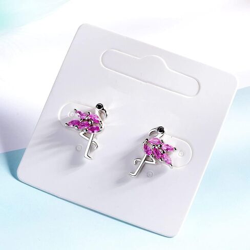 Dainty Flamingo Love Heart Bird Stud Earrings for Women Girls S925 Sterling Silver Cubic Zirconia Small Studs Valentine for Lover for Girlfriend in Saudi Arabia