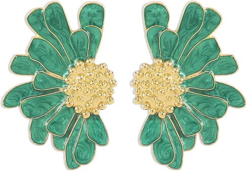 Vintage Flower Earrings Exaggerated Double Daisy Flower Floral Earrings Enamel Flower Stud Earrings Jewelry Gift for Women Girls in Saudi Arabia