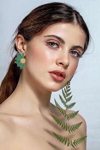 Vintage Flower Earrings Exaggerated Double Daisy Flower Floral Earrings Enamel Flower Stud Earrings Jewelry Gift for Women Girls in Saudi Arabia