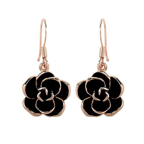 Rose Flower Stud Earrings for Women | Gold Plated Cubic Zirconia Rose Flower Stud Earrings | Dainty Silver Post Flower Earrings with Clear Rhinestone Fashion Jewelry Gift for Women and Teen Girls in Saudi Arabia