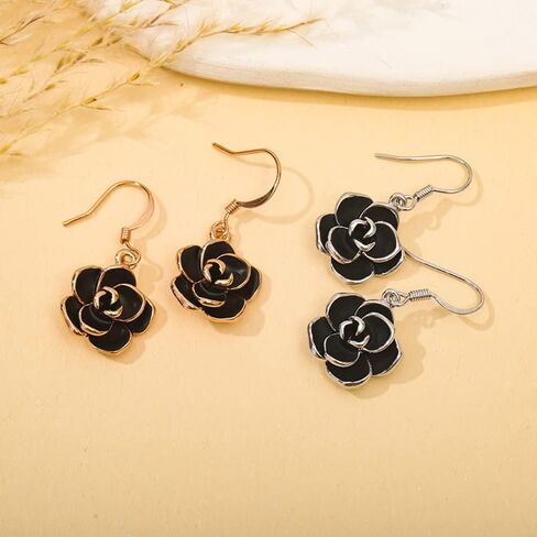 Rose Flower Stud Earrings for Women | Gold Plated Cubic Zirconia Rose Flower Stud Earrings | Dainty Silver Post Flower Earrings with Clear Rhinestone Fashion Jewelry Gift for Women and Teen Girls in Saudi Arabia
