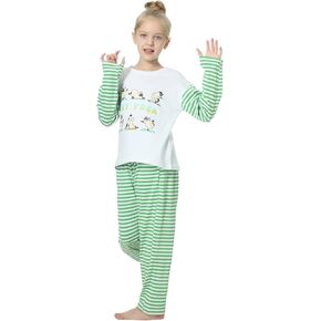 MileyMarla Big Girls Pajamas Set Striped Cotton Long Sleeve Pants Kids Cute Jammies Set Size 6-17Years in Saudi Arabia