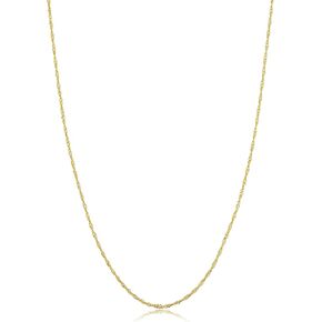 Kooljewelry قلادة سلسلة سنغافورة مملوءة بالذهب الأصفر أو الذهب الأبيض عيار 14 قيراط للنساء والرجال (1 مم، 1.4 مم، 1.7 مم أو 2 مم - مقاسات من 14 إلى 30 بوصة طويلة) in Kuwait
