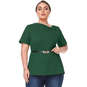 LARACE المرأة الصيف بلايز قصيرة الأكمام معقود تي شيرت حجم كبير المحملة بلوزة بلايز الأعمال ملابس كاجوال in Kuwait