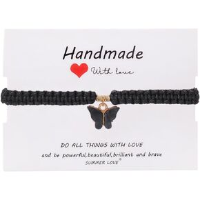 tenghong2021 Butterfly Charm Bracelet for Women Handmade Adjustable Braided Butterfly Paper Card Bracelet Cute Butterfly Acrylic Woven Bracelet for Girls Birthday Party Friendship Gift Jewelry
