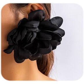 BERYUAN Large Fabric Flowers Earrings for Women Girls Bohemian Dangle Drop Earrings Vintage Statement Tassel Earrings Wedding Party Jewelry Gifts