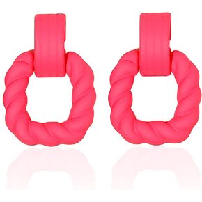 YUNXI Trendy Acrylic Rectangle Earrings Square Earrings Twisted Geometric Statement Earrings Retro Fluorescence Hollow Earrings for Women Girls Party Jewelry