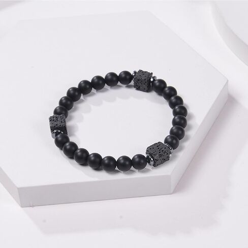 To My Son Bracelet, Mother/Dad and Son Forever Linked Together Mens Natural Beaded Link Bracelet, Handmade Black Agate and Tiger's Eye Stone Bracelets for Son from Mom, Bar Mitzvah Graduation Birthday gifts in Saudi Arabia