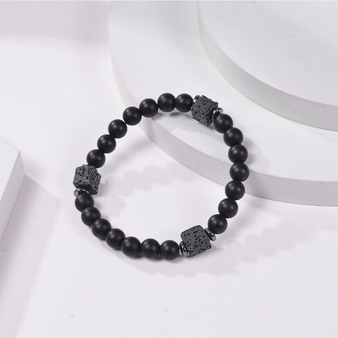 To My Son Bracelet, Mother/Dad and Son Forever Linked Together Mens Natural Beaded Link Bracelet, Handmade Black Agate and Tiger's Eye Stone Bracelets for Son from Mom, Bar Mitzvah Graduation Birthday gifts in Saudi Arabia