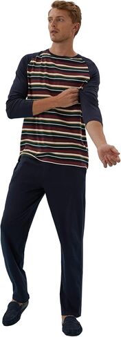 Marks & Spencer Men's Long Sleeve Stripe Pajama Set in Saudi Arabia