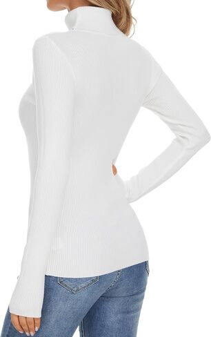 Turtleneck Sweaters for Women Ribbed Sweater Jumpers Knit Tops in Saudi Arabia