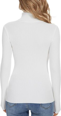 Turtleneck Sweaters for Women Ribbed Sweater Jumpers Knit Tops in Saudi Arabia