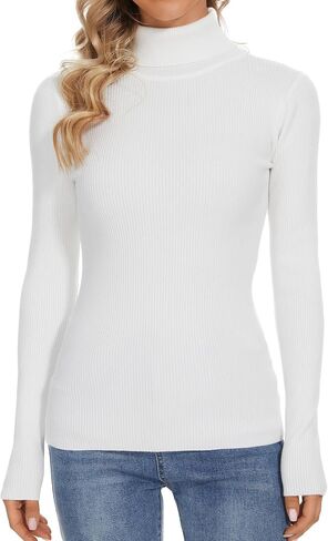 Turtleneck Sweaters for Women Ribbed Sweater Jumpers Knit Tops in Saudi Arabia