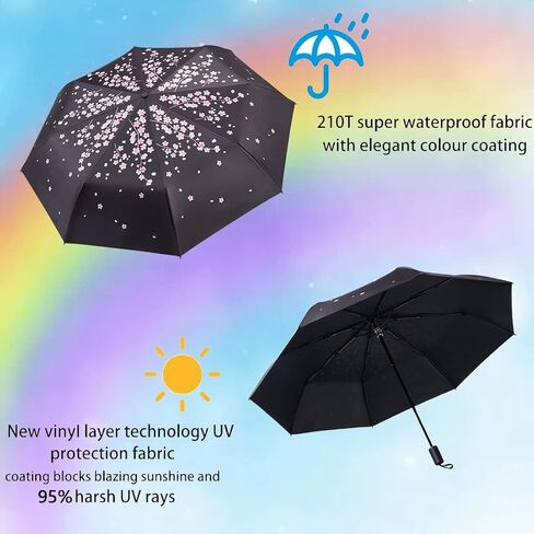 Goothdurs Travel Compact sun&rain Umbrella –Small Mini Lightweight Windproof Waterproof Folding Parasol Umbrellas for Men & Women in Saudi Arabia