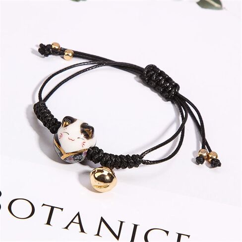 Lucky 3Pcs Cat Maneki Neko Bracelet Set Adjustable Cute Bell Ceramic Bead Braided Rope String Bracelet for Women Girl Teen Wealth Fortune Good Luck Jewelry Birthday BFF Gift in Saudi Arabia