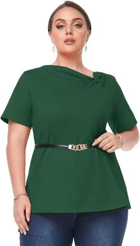 LARACE المرأة الصيف بلايز قصيرة الأكمام معقود تي شيرت حجم كبير المحملة بلوزة بلايز الأعمال ملابس كاجوال in Kuwait