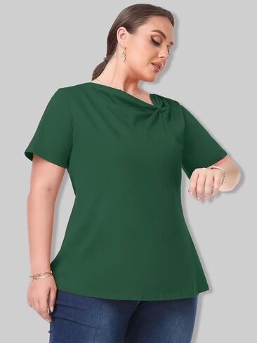 LARACE المرأة الصيف بلايز قصيرة الأكمام معقود تي شيرت حجم كبير المحملة بلوزة بلايز الأعمال ملابس كاجوال in Kuwait