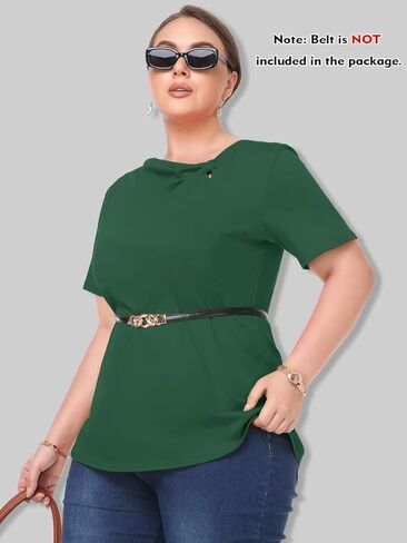 LARACE المرأة الصيف بلايز قصيرة الأكمام معقود تي شيرت حجم كبير المحملة بلوزة بلايز الأعمال ملابس كاجوال in Kuwait