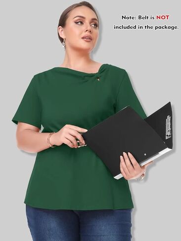 LARACE المرأة الصيف بلايز قصيرة الأكمام معقود تي شيرت حجم كبير المحملة بلوزة بلايز الأعمال ملابس كاجوال in Kuwait