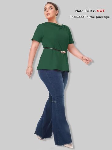 LARACE المرأة الصيف بلايز قصيرة الأكمام معقود تي شيرت حجم كبير المحملة بلوزة بلايز الأعمال ملابس كاجوال in Kuwait