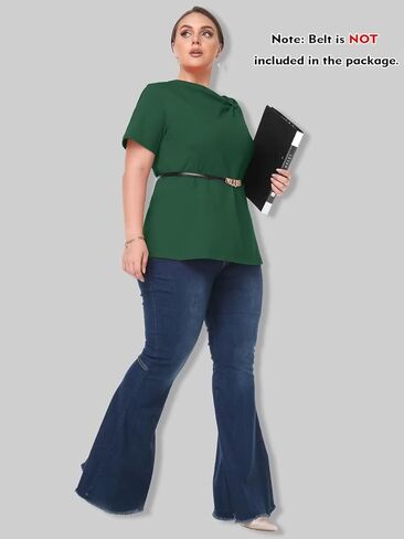 LARACE المرأة الصيف بلايز قصيرة الأكمام معقود تي شيرت حجم كبير المحملة بلوزة بلايز الأعمال ملابس كاجوال in Kuwait