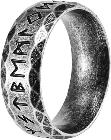 Nanafast Viking Rings for Men, Women Silver/Black/Vintage Stainless Steel Norse Rings for men, Runes Viking Ring Bands for Men in Kuwait