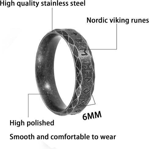 Nanafast Viking Rings for Men, Women Silver/Black/Vintage Stainless Steel Norse Rings for men, Runes Viking Ring Bands for Men in Saudi Arabia
