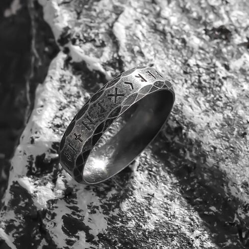 Nanafast Viking Rings for Men, Women Silver/Black/Vintage Stainless Steel Norse Rings for men, Runes Viking Ring Bands for Men in Saudi Arabia