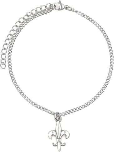 It's All About...You! 7.5" - 9.5" Stainless Steel Ankle Bracelet with Alloy Fleur De Lis 51G in Saudi Arabia