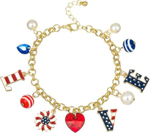 zmnnoppab أساور العلم الأمريكي للنساء فتاة، 4 يوليو الأحمر، الأبيض والأزرق نجمة تمتد أساور قلادة، مجوهرات عيد الاستقلال الوطني in Kuwait