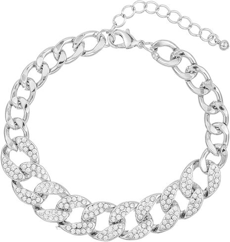 kelistom Gold Cuban Link Anklet for Women Men, 18K White Gold Plated Hip-hop Rhinestone Filled Ankle Bracelets for Women Teen Girls in Saudi Arabia