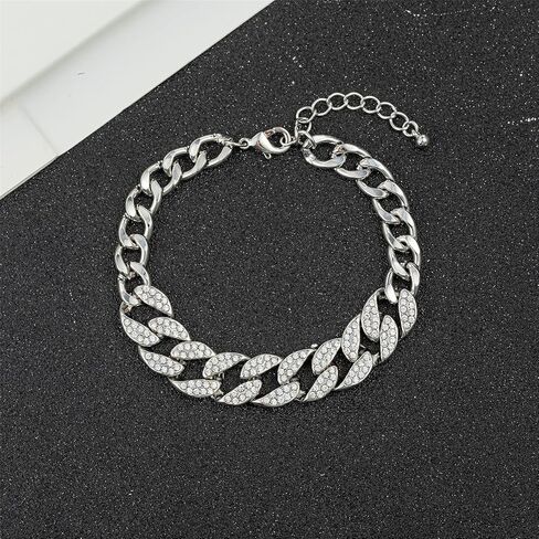 kelistom Gold Cuban Link Anklet for Women Men, 18K White Gold Plated Hip-hop Rhinestone Filled Ankle Bracelets for Women Teen Girls in Saudi Arabia