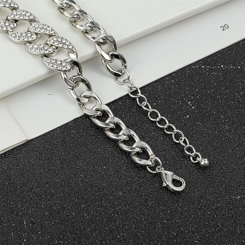 kelistom Gold Cuban Link Anklet for Women Men, 18K White Gold Plated Hip-hop Rhinestone Filled Ankle Bracelets for Women Teen Girls in Saudi Arabia
