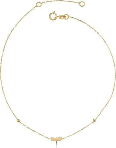 Kooljewelry 14k Yellow Gold Dragonfly Adjustable Length Anklet (fits 9 or 10 inch) in Saudi Arabia