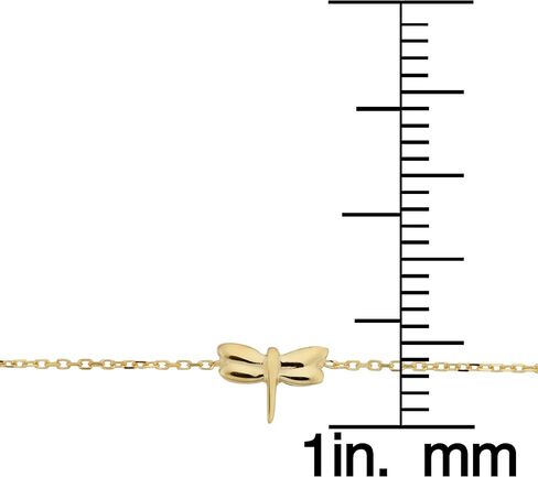 Kooljewelry 14k Yellow Gold Dragonfly Adjustable Length Anklet (fits 9 or 10 inch) in Saudi Arabia