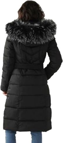 سترة نسائية من Nine West Outerwear بغطاء للرأس ومزودة بحزام من الفرو الصناعي in Kuwait