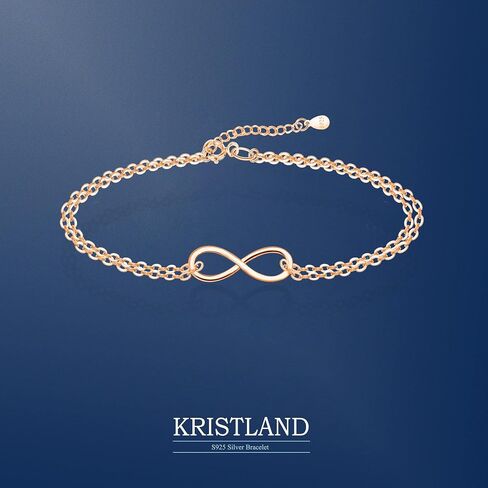 KristLand Women's Infinity Bracelet/Delicate Bracelet for Women 925 Sterling Silver Adjustable Infinity Endless Love Bracelet for Girl Women Birthday Gift in Saudi Arabia