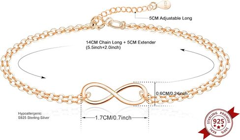 KristLand Women's Infinity Bracelet/Delicate Bracelet for Women 925 Sterling Silver Adjustable Infinity Endless Love Bracelet for Girl Women Birthday Gift in Saudi Arabia